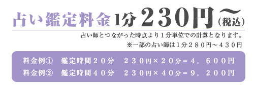 占い鑑定料金1分/230円(税込)